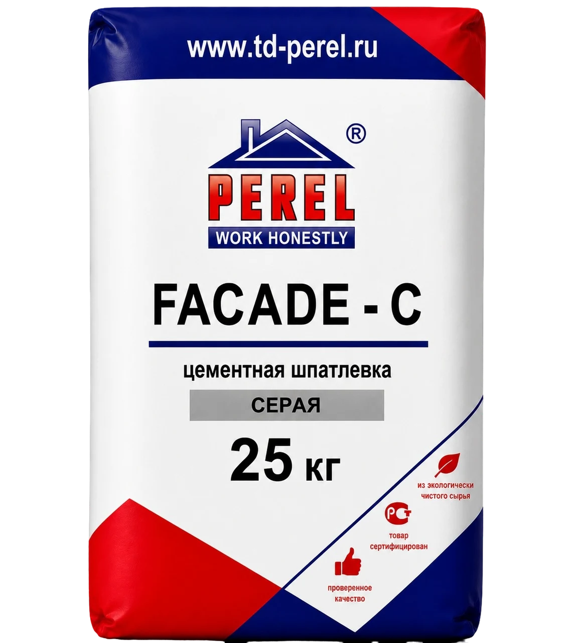 Perel FACADE-C, серая, 25 кг, шпатлевка цементная