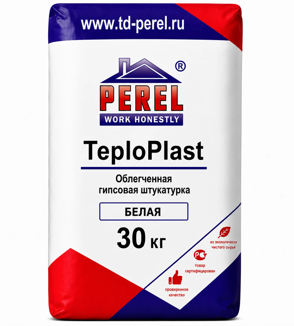 Perel TeploPlast, 30 кг, белая, облегченная гипсовая штукатурка с перлитом