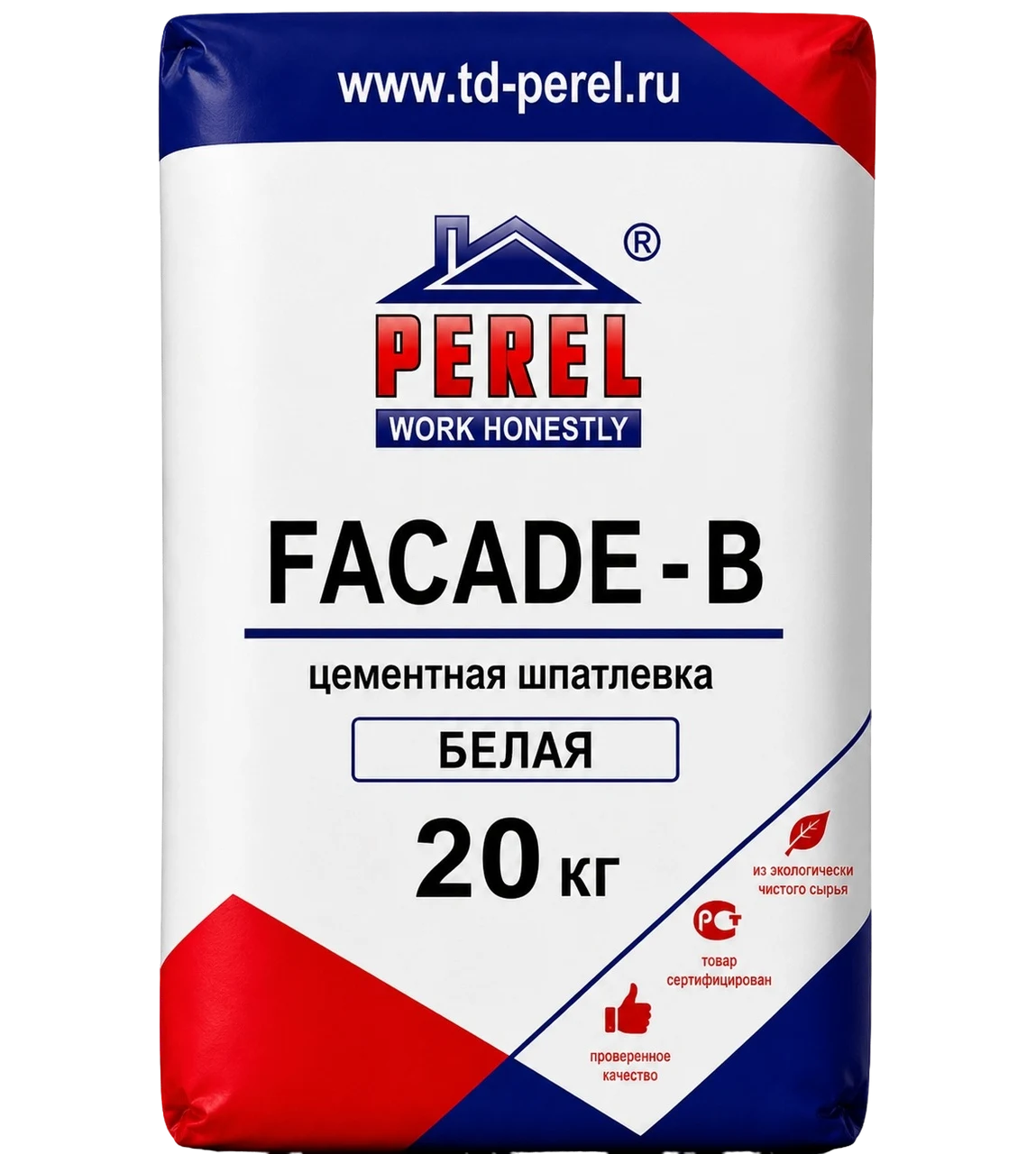 Perel FACADE-B, белая, 20 кг, шпатлевка цементная